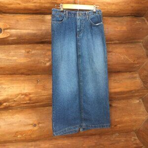Vintage Country Western Long Blue Denim Festival Boho Maxi Skirt 90s Y2K Size 6